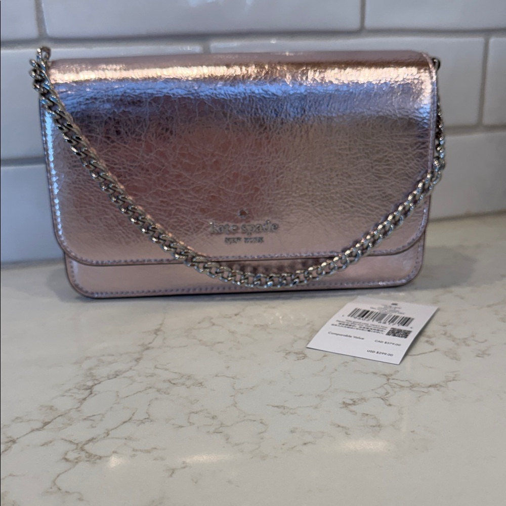 NWT Kate Spade Metallic Pink Crossbody Bag